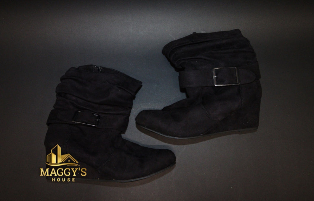 Black Wedge Booties